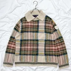 希少✨ラルフローレン　90s チェックニット　襟付　ワッペン付　アルパカ混　M