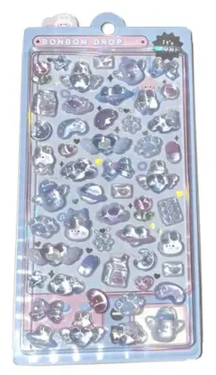 ボンボンドロップシール うさぎ ブルー ハート 月 正規品