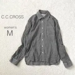 【シーシークロス】シャツ ブラウス 長袖 ギンガムチェック 綿100【M】美品