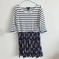 GapKids 130 ボーダー 花柄 ドッキングワンピース