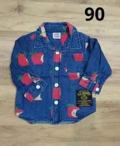 F.O.International　BREEZE　りんご柄長袖デニムシャツ90