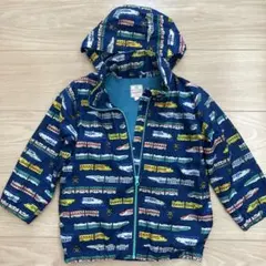 マザウェイズ・電車柄フード付き(収納可)ジャケット・104cm
