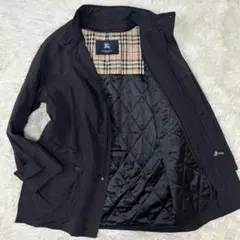 【美品/M】バーバリーロンドン ステンカラーコート アウター 黒 ライナー付