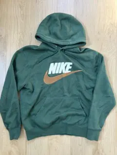 ナイキ　NIKE パーカー　刺繍デザイン　パイル地　グリーン　ユニセックス　古着