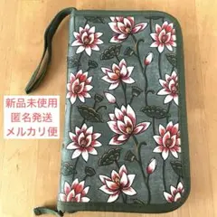 【新品未使用】ハウス オブ ロータス お金が貯まるマルチポーチ　手帳　蓮柄