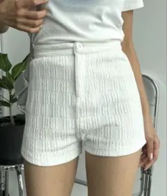 SHAGGIE 韓国風ショートパンツモノグラムタイトハイウエストショートパンツ