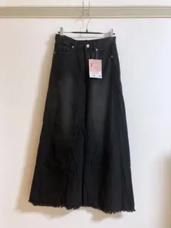 【新品】ブラック デニム ロングスカート
