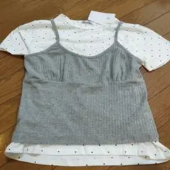 新品　ビスチェ　2枚セット　リブ編みキャミソール　ドットTシャツ　Ｍサイズ