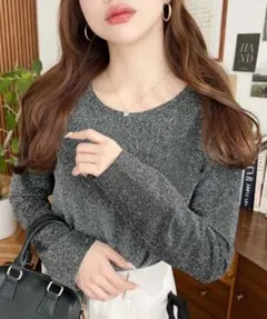 ラメニットソー長袖プルオーバー