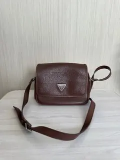 ブラウンレザーショルダーバッグ GUESS