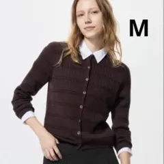 ユニクロ　メリノリブクルーネックショートカーディガン