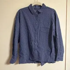 【美品】goocy 長袖 チェックシャツ ネイビー Mサイズのサムネイル