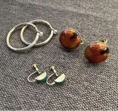 イヤリング ピアス 3点セット まとめ売り ゴールド シルバー レトロ