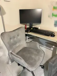 【都内引き取り】LOWYA ロウヤ パソコンデスク　ベロアチェア 2点セット