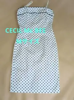 CECIL Mc BEE ドット柄膝丈ノースリーブワンピース