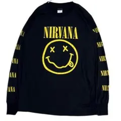 ●新品NIRVANA バンド長袖Tシャツ ニコちゃん ロックスマイルロングT X