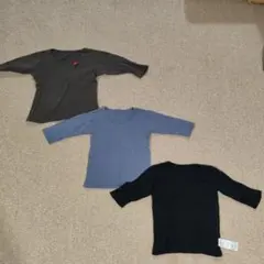 3枚セット ラウンドネックシャツ（グレー・青・黒）