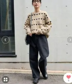 【美品】フリークスストア　ハート柄　ベージュ　ニット トップス