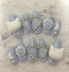 【ぁさま専用】ネイルチップ量産型地雷韓国フレンチガーリー天使界隈平成女児猫肉球