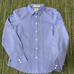 LLBean タックシャツ　ブラウス　ブルー　シャンブレー ノーアイロン