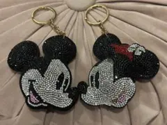 ミッキーミニー　ラインストーンキーホルダー
