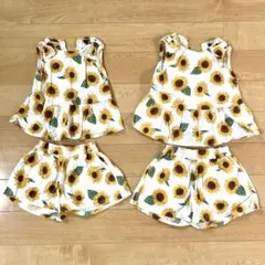 ひまわり柄 トップスとショートパンツセット 80cm・95cm