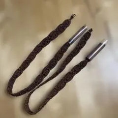 茶色 編み込み 羽織紐 金具付き
