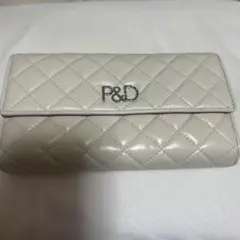 P&D アイボリー キルティング 長財布