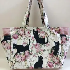 黒猫 薔薇 レア生地 特大チューリップバック - メルカリ