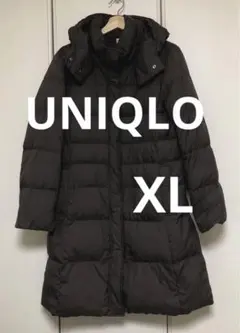 ユニクロ UNIQLO XL ダウンコート ダークブラウン フーデッド