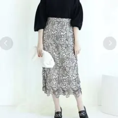 Mystrada 配色レースタイトスカート