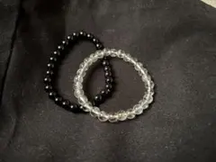 ブラックとクリアのビーズブレスレット　値下げしました