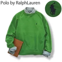 90s 日本製 Polo ラルフローレン ロゴ刺繍 スウェット トレーナー M