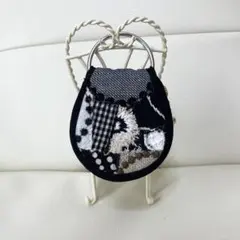 黒まぁるいコインケース ミナペルホネンハンドメイド ポーチ キーケース