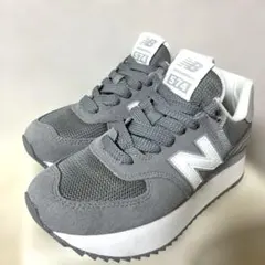 極美品⭐️New Balance 574 厚底スニーカー グレー／ホワイト24cm