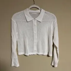 GU メッシュポロカーディガン M ホワイト