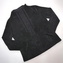 【試着のみ】インゲボルグ　黒　ベルベット　フリル使い　長袖プルオーバー