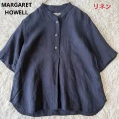 【新品 未使用】マーガレットハウエル リネン シャツ バンドカラー マーガレットハウエル バンドカラーシャツ リネン100％ 白 七分袖