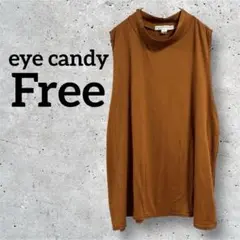 eye candy【フリー】ノースリーブ　モックネック　ブラウン　無地　シンプル