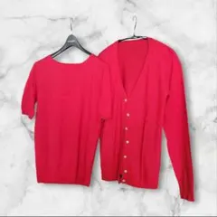 未使用♥Ruleシルクブレンドアンサンブルニット Mサイズ　レッドのサムネイル