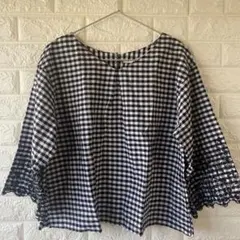 《新品　未使用》studio CLIP スモックブラウス　【BLACK×白】