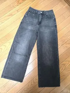 DAZY デイジー ワイドデニムパンツ ジーンズ ウォッシュド加工 ブラック 黒