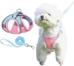 ペット用ハーネス＆リードセット 犬 猫 胴輪 反射光ストリップ付 XXSサイズ