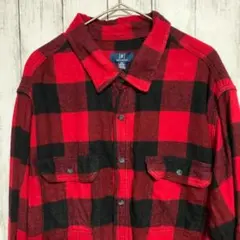 s*4様 GEORGE 赤黒チェック柄フランネルシャツ 2XL