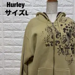 Hurley ジップアップパーカー ベージュ ボタニカル柄 Lサイズのサムネイル