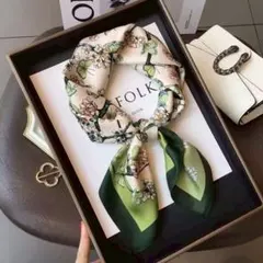 残り1点 スカーフ ストール グリーン 蝶 卒業 入学 上品 ヘアアレンジ 緑