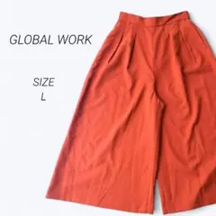 a1222▶グローバルワーク　ワイドパンツ　ガウチョパンツ【L】ウエストゴム　春
