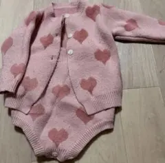 ハート柄ニットロンパース　セットアップ