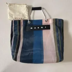 正規品　【MARNI MARKET】ストライプ トートバッグ ナイトブルーのサムネイル