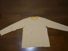 無印 ボーダー柄長袖Tシャツ イエロー Mサイズのサムネイル